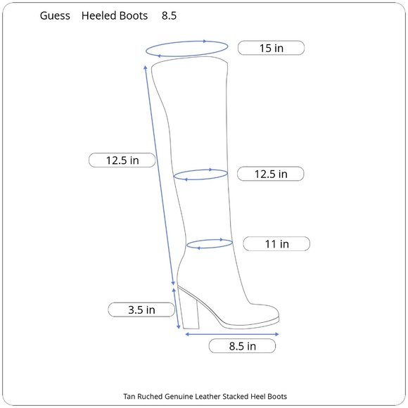 Guess Tan Ruched Leather Stacked Wood Heel Boots boho - Picture 8 of 8